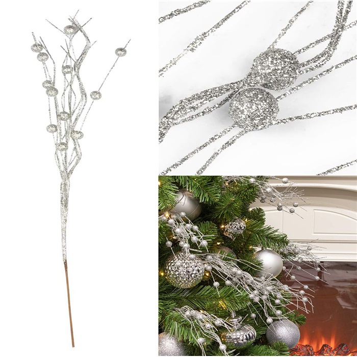 Yılbaşı Ağacı Gümüş Dekorasyon Stick Dal