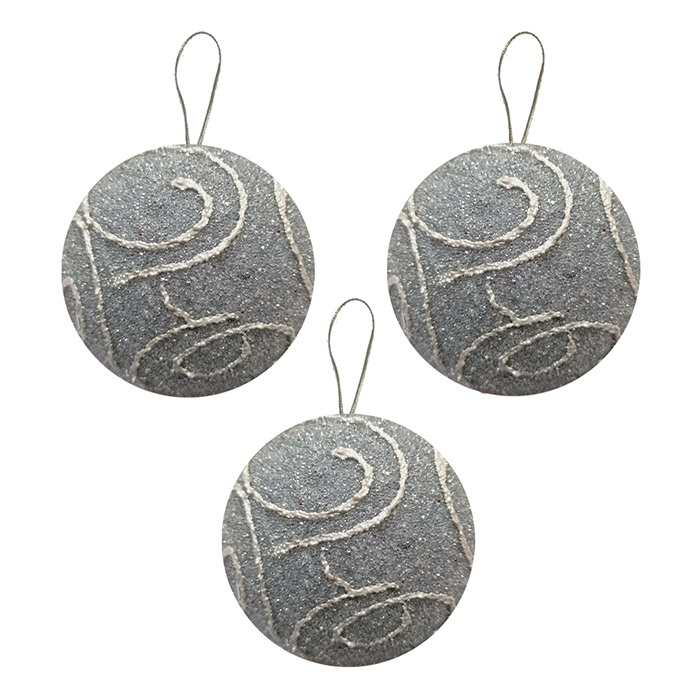 Gümüş Desenli Lüks Ağaç Süsleme Topları 8 CM