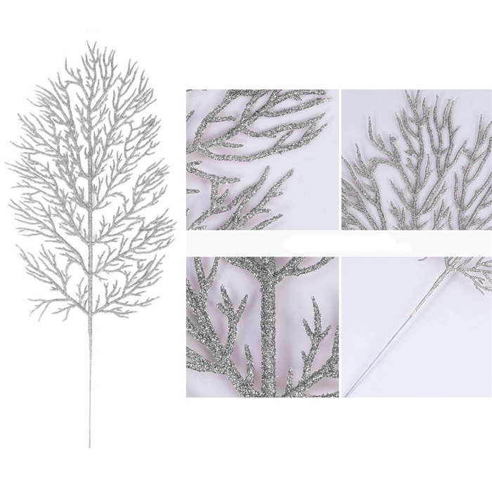 Yılbaşı Ağacı Gümüş Renkli Çam Dalları Dekor Süs