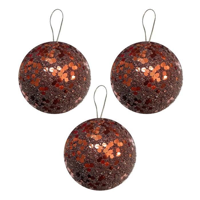 Yılbaşı Ağacı Kahverengi Pullu Top Süs 8 CM