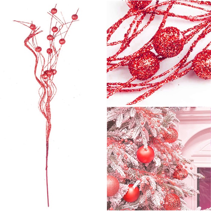 Yılbaşı Ağacı Kırmızı Dekorasyon Stick Dal