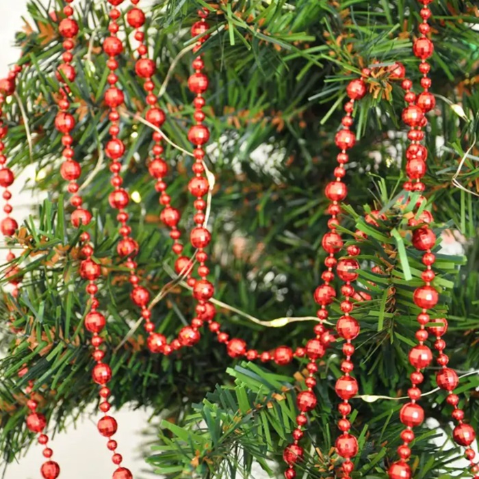 Yılbaşı Ağacı Kırmızı Renkli Zincir Süs