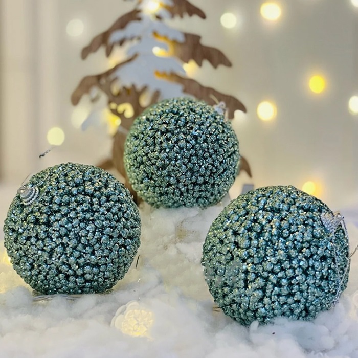 Yılbaşı Ağacı Mint Yeşili Lüks Top Süs 8 cm