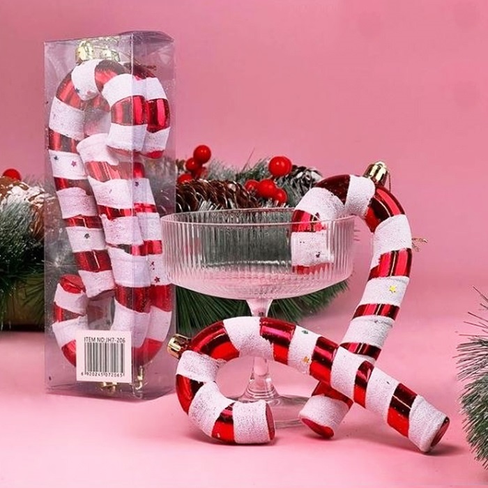 Yılbaşı Ağacı Parlak Baston Şeker Asma Süs