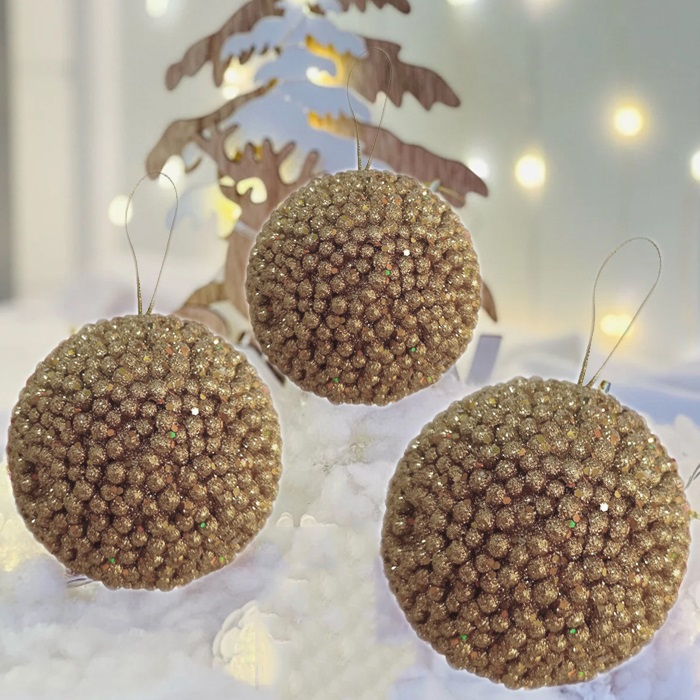 Yılbaşı Ağacı Rose Gold Lüks Top Süs 8 CM