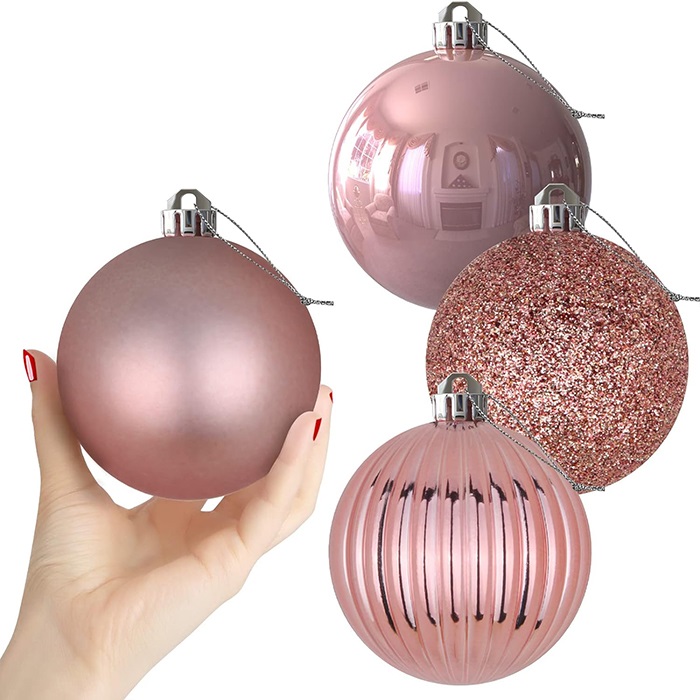 Yılbaşı Ağacı Rose Gold Renkli Top Süs 10 Cm