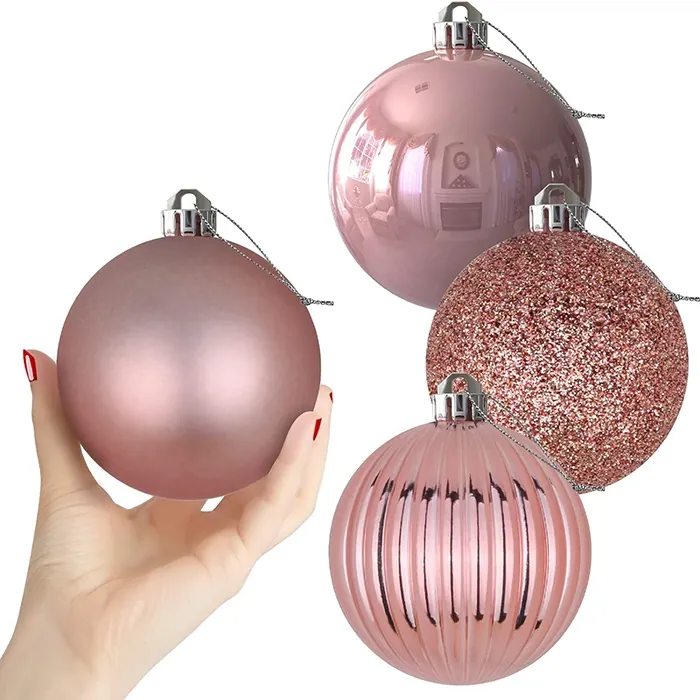Yılbaşı Ağacı Rose Gold Renkli Top Süs 10 Cm