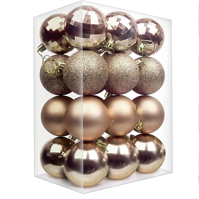 Yılbaşı Ağacı Rose Gold Top Süs 16 Lı 8 CM