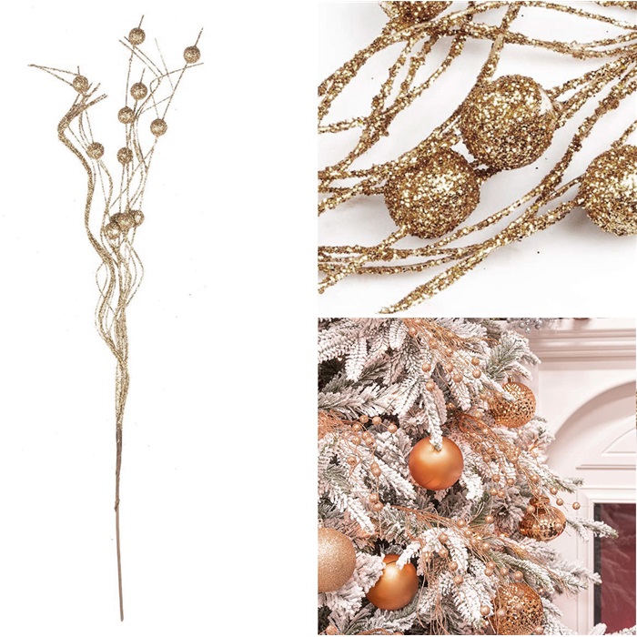 Yılbaşı Ağacı Şampanya Dekorasyon Stick Dal