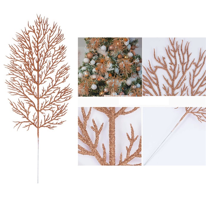 Yılbaşı Ağacı Şampanya Renkli Çam Dalları Dekor Süs