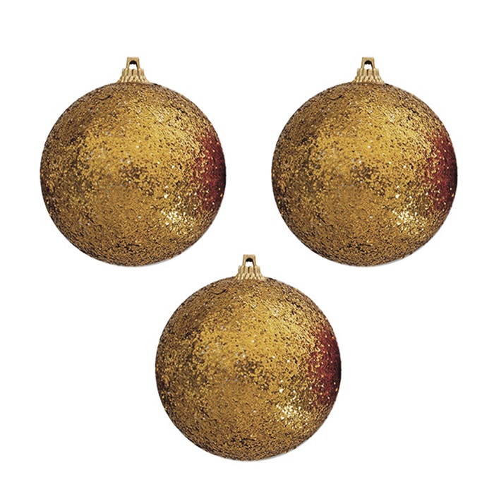 Yılbaşı Ağacı Simli Bronz Asma Top Süs 8 CM