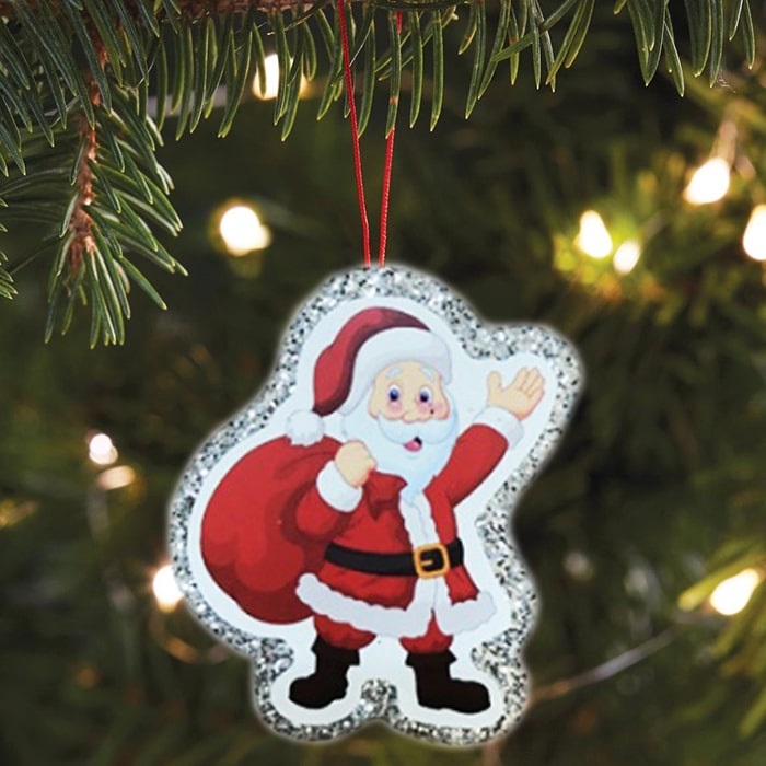 Gümüş Renkli Noel Baba Asma Süs Simli