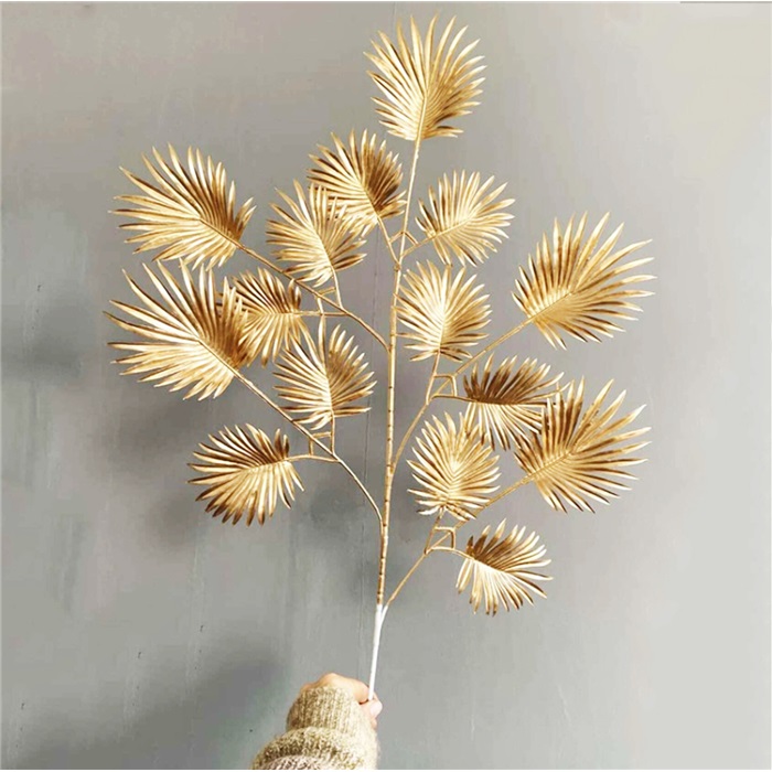 Yılbaşı Altın Yelpaze Yaprakları Vazo Süsü