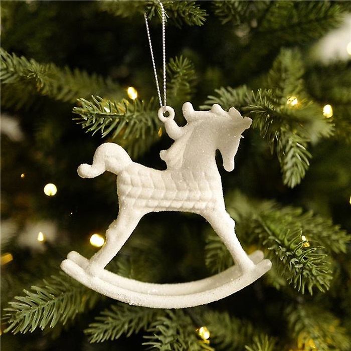 Yılbaşı Beyaz Renkli At Ağaç Süsü