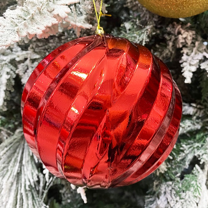 Yılbaşı Çam Ağacı Kırmızı Kıvrık Top Süs