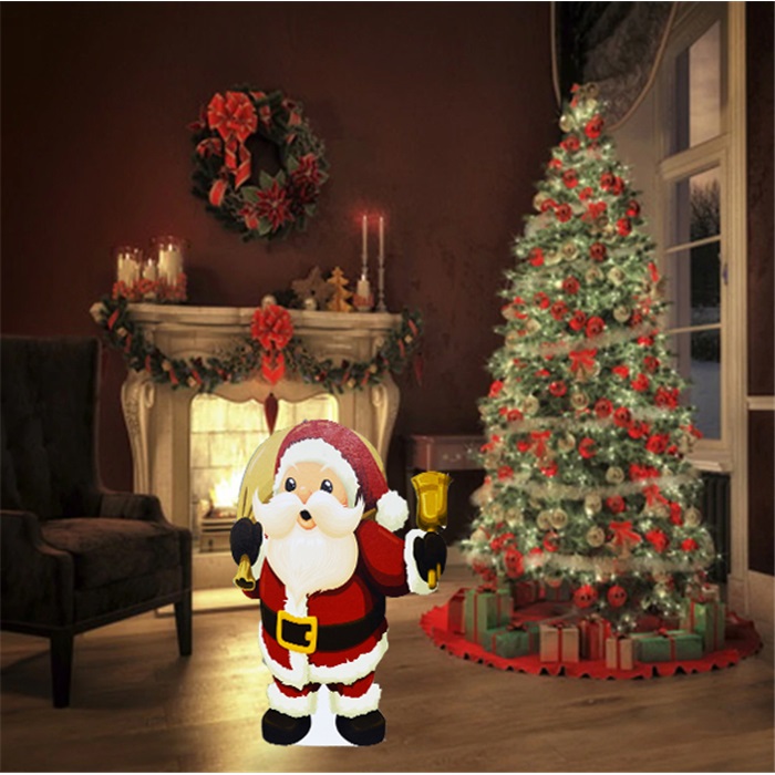 Yılbaşı Dekor Süs Çanlı Noel Baba Ayaklı Pano