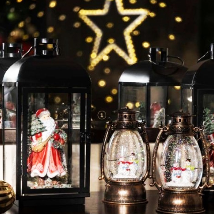 Yılbaşı Figürlü Siyah Renkli Gece Lambası