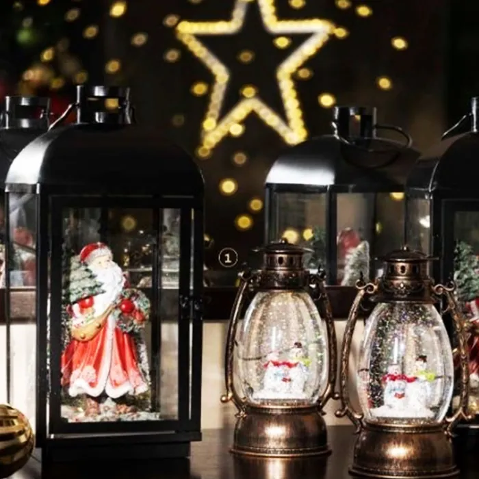 Yılbaşı Figürlü Siyah Renkli Gece Lambası