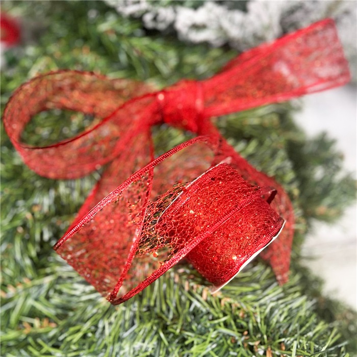 Yılbaşı Ağacı Kırmızı Renk Oymak İpek Kurdele