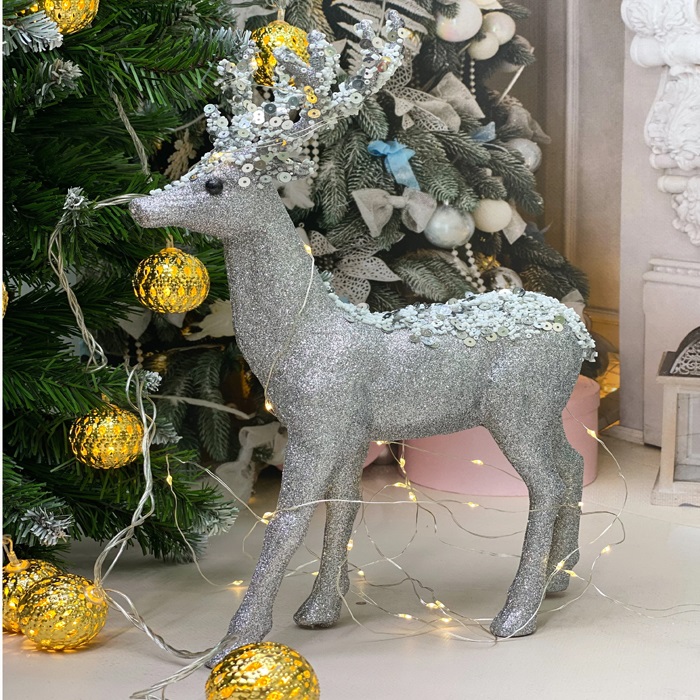 Yılbaşı Gümüş Renkli Geyik Süs