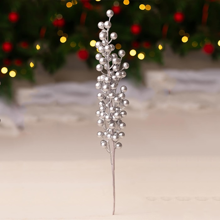 Yılbaşı Gümüş Renkli Kokinalı Dal Stik