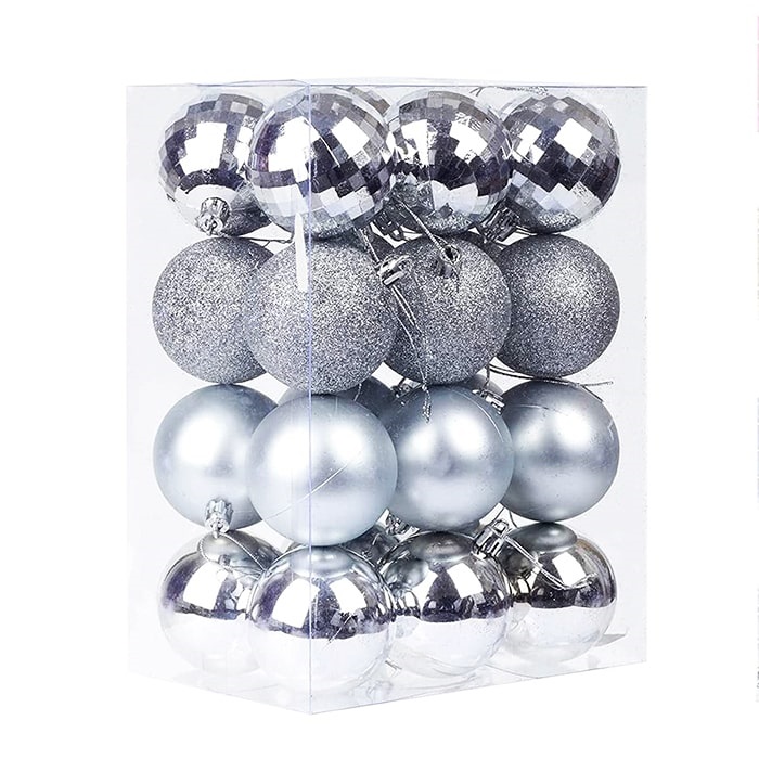 Yılbaşı Gümüş Top Ağaç Süs 16 Adet 5 CM