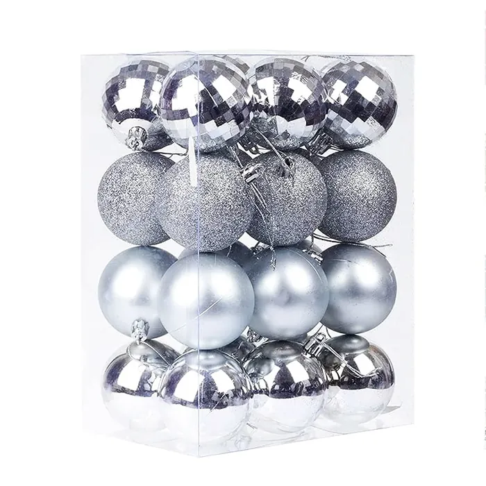 Yılbaşı Gümüş Top Ağaç Süs 16 Adet 5 CM