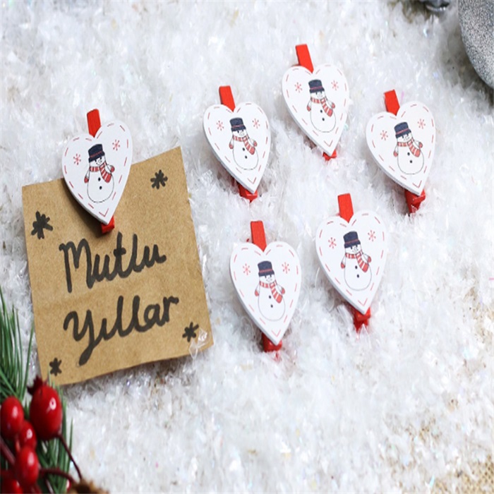 Yılbaşı Kalp Kardan Adam Mandal Süs