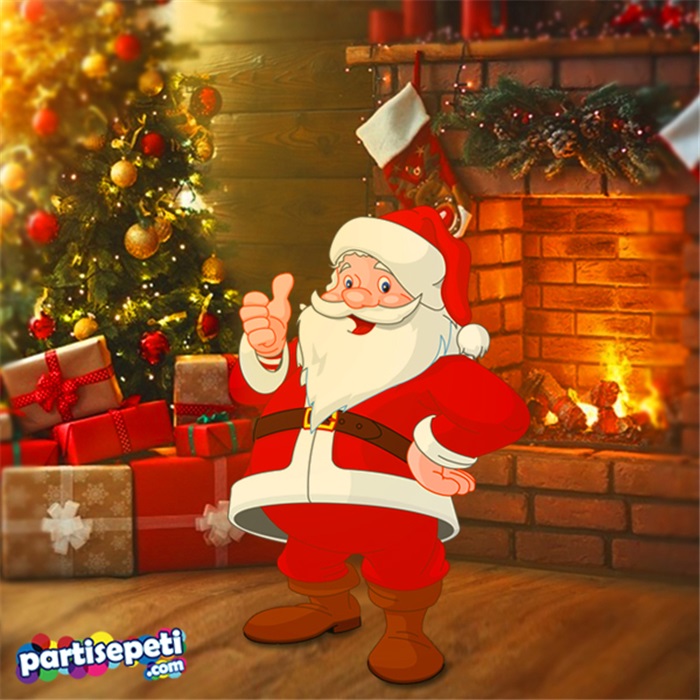 Yılbaşı Kırmızı Noel Baba Ayaklı Pano