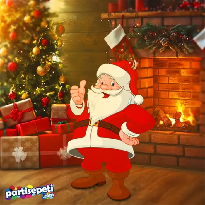 Yılbaşı Kırmızı Noel Baba Ayaklı Pano