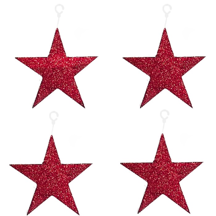 Yılbaşı Kırmızı Renkli Yıldız Asma Süs
