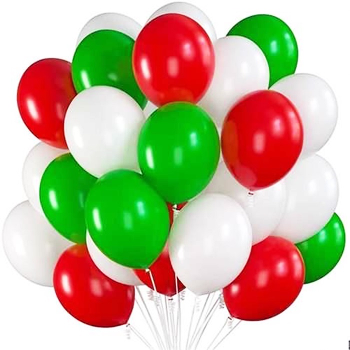 Yılbaşı Kırmızı Yeşil Beyaz Balon