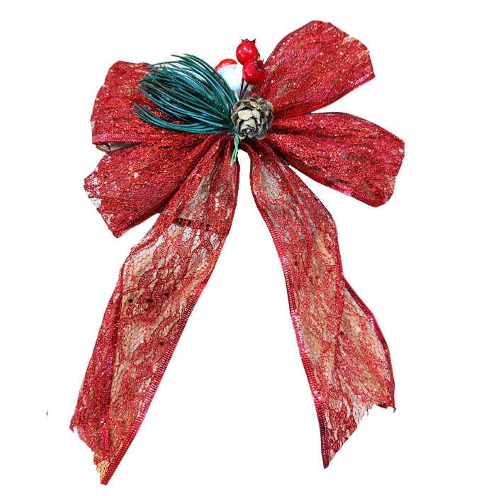 Yılbaşı Kırmızı Renkli Kurdele Süs