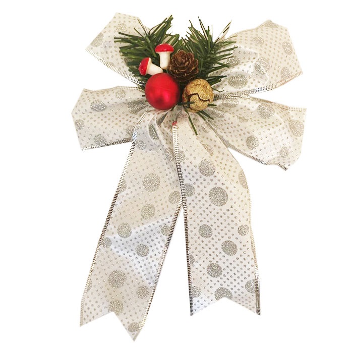 Yılbaşı Gümüş Beyaz Renk Fiyonk Süs