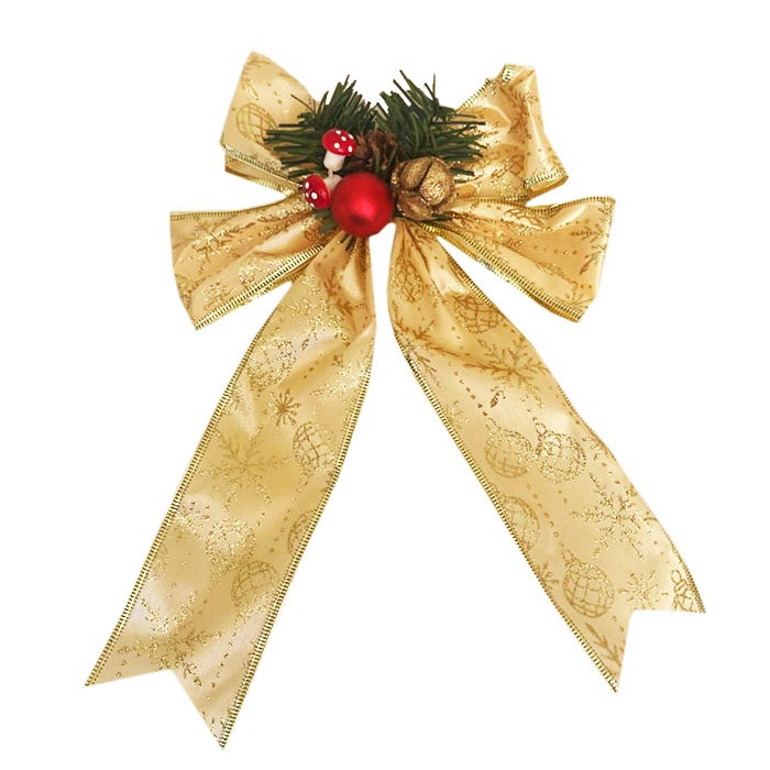 Yılbaşı Gold Renk Kurdele Fiyonk Süs