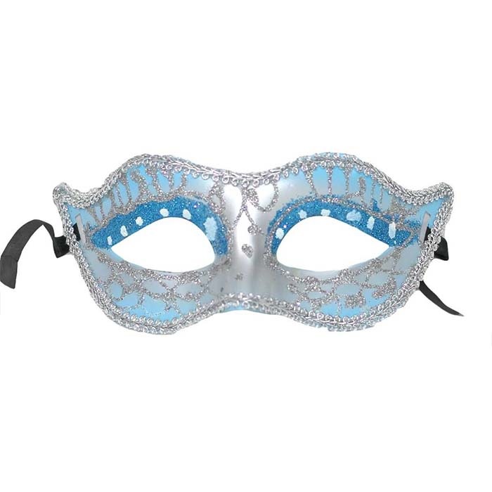 Mavi Renkli Simli Parti Maske