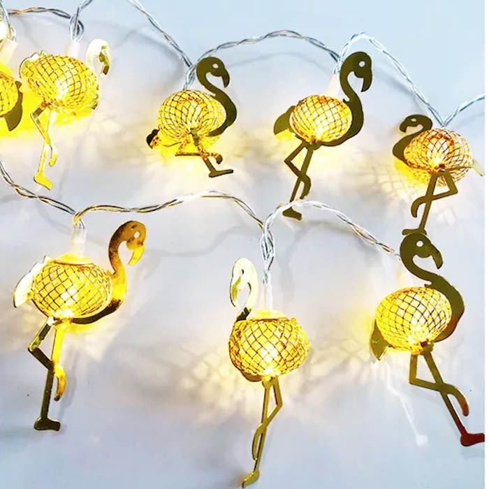Yılbaşı Metal Led Flamingo Işık Pilli