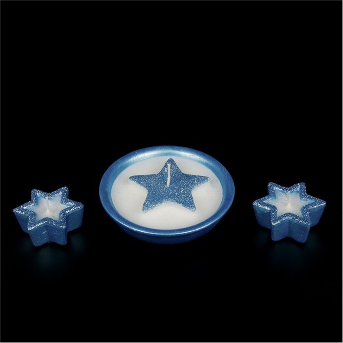 Mavi Renkli Hediyelik Yıldızlı Mum