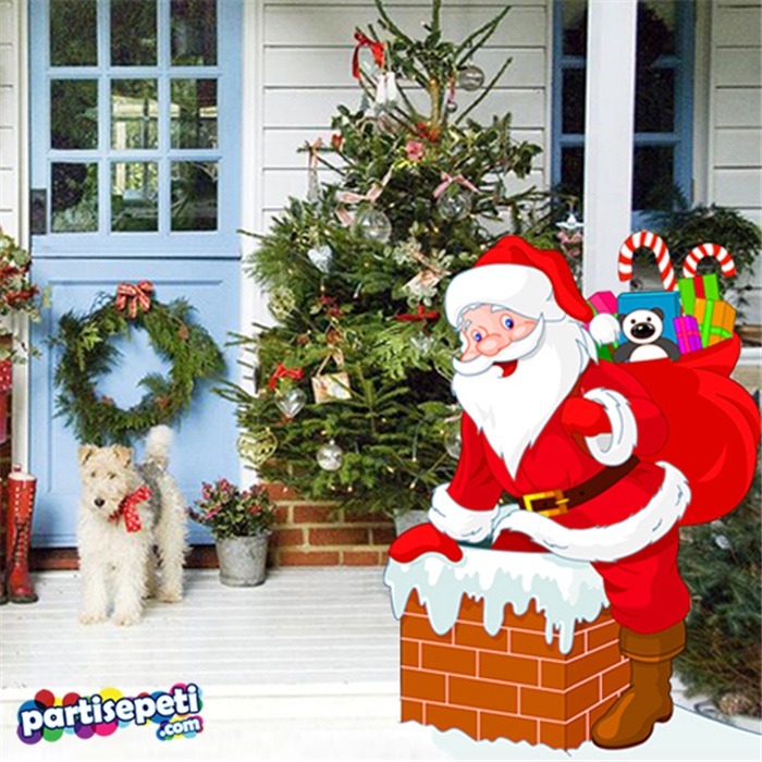 Yılbaşı Noel Baba Baca Ayaklı Pano