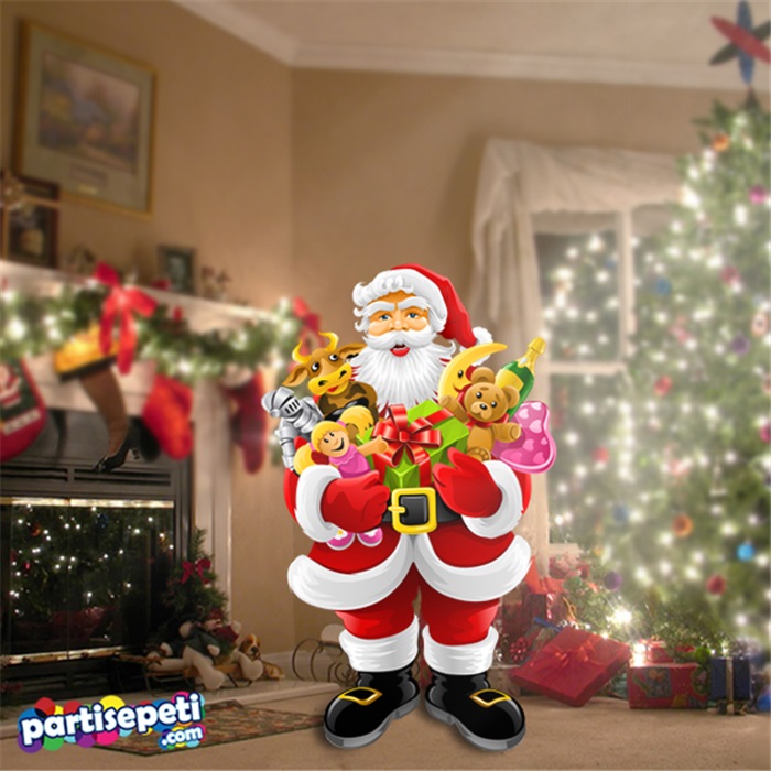 Yılbaşı Noel Baba Hediyeli Ayaklı Pano