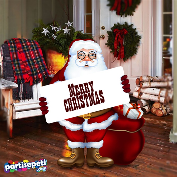 Yılbaşı Noel Baba Merry Christmas Ayaklı Pano