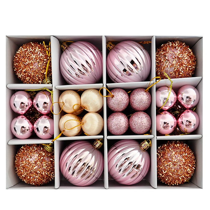 Yılbaşı Ağacı Rose Gold Pembe Renkli Top Süs