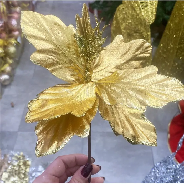 Yılbaşı Ponsetya Yapay Çiçek Gold